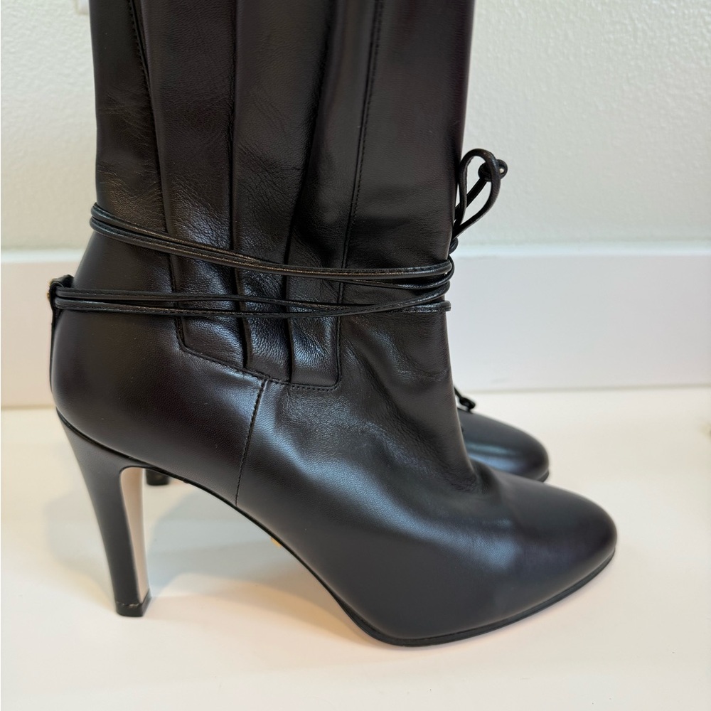 Gucci Black Leather Heeled Boots